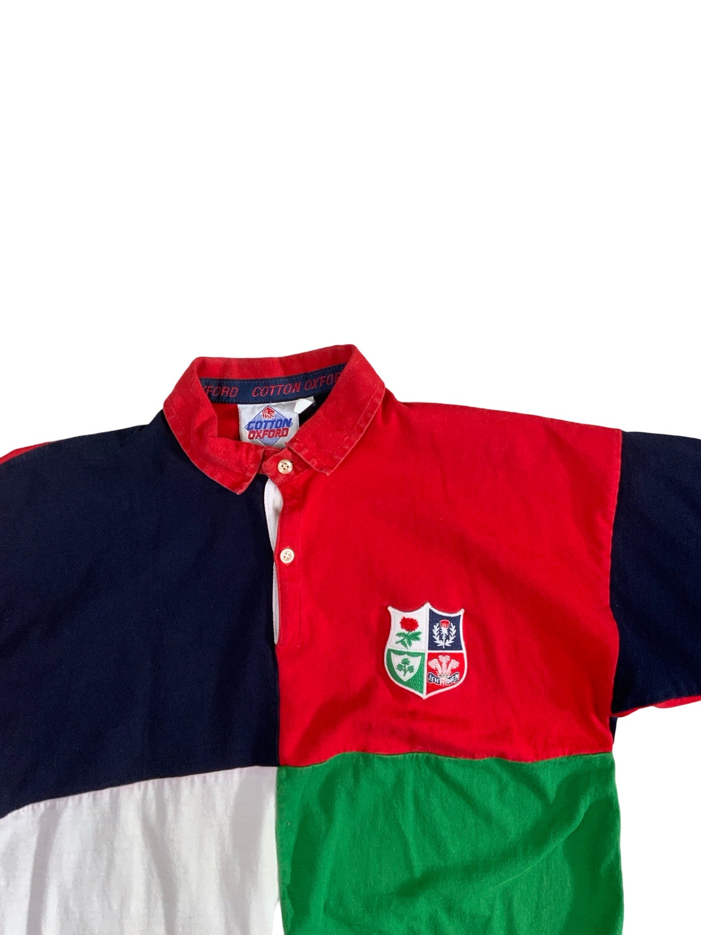 Vintage Cotton Oxford Colour Blocked Rugby Polo Shirt 42/44 L