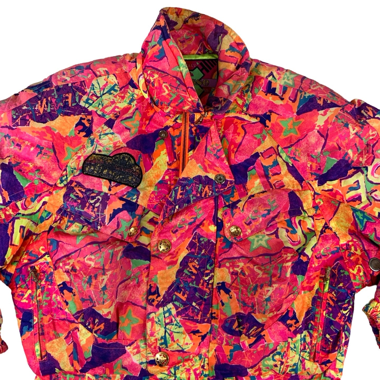 Vintage 90s Ellesse Crazy Pattern Ski Retro Jacket L XL