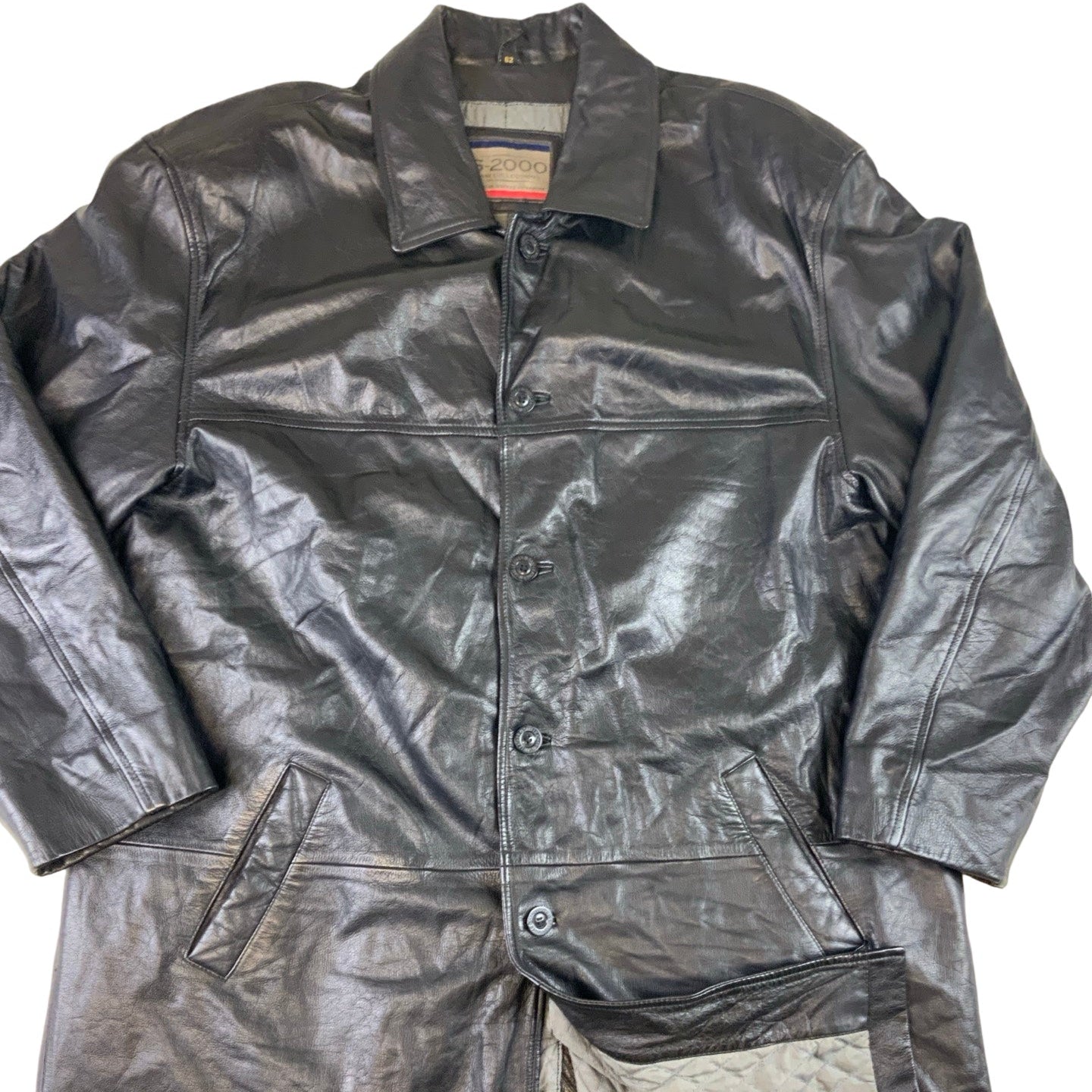 Vintage 90s Black 'S-200' Real Leather Jacket XL 2XL