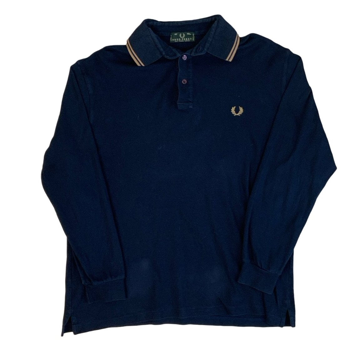 Vintage 90s Fred Perry Long Sleeve Blue Polo Shirt XL