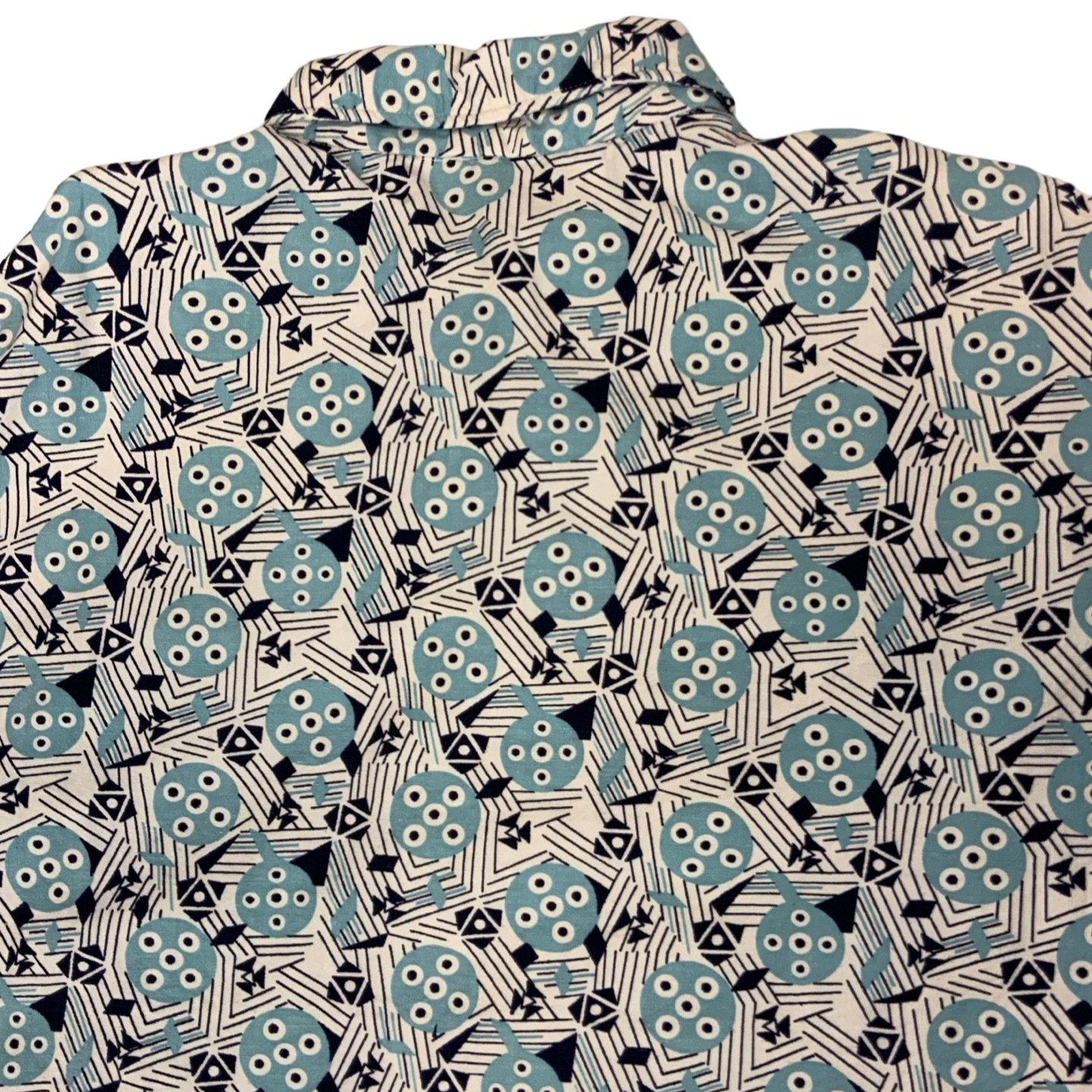 Vintage Patterned White Blue Collar Shirt 2XL 20 22