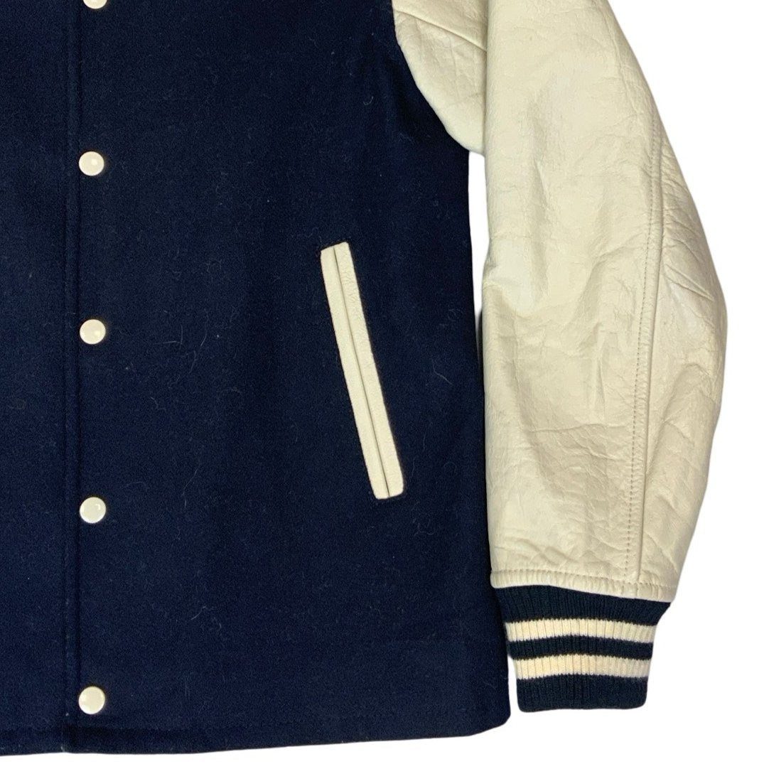 Vintage 'Journal Standard' Navy Blue Cream Varsity Jacket M 14