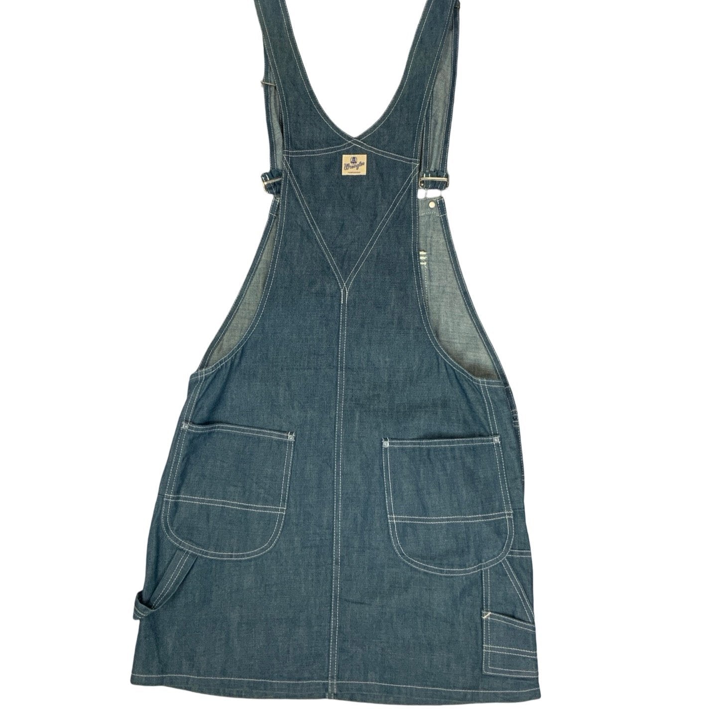 Vintage 70s Wrangler Blue Denim Minidress Pinafore 12 14