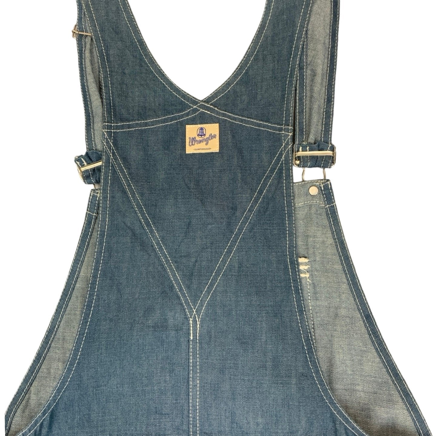 Vintage 70s Wrangler Blue Denim Minidress Pinafore 12 14