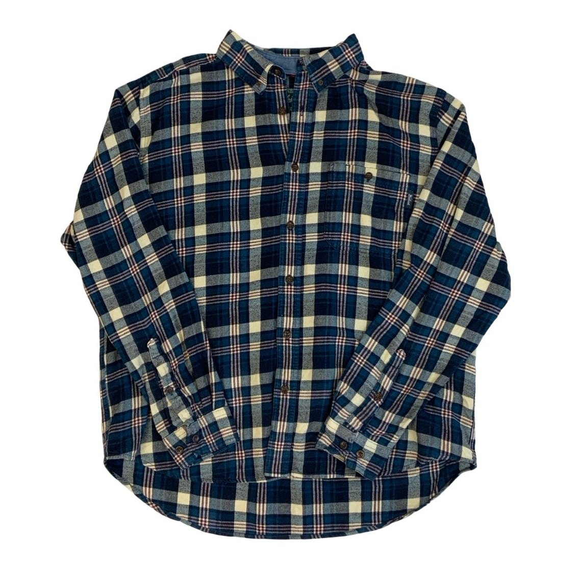 Vintage 90s Woolrich Blue Gingham Tartan Check Flannel Shirt XXL