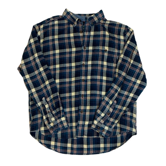 Vintage 90s Woolrich Blue Gingham Tartan Check Flannel Shirt XL XXL