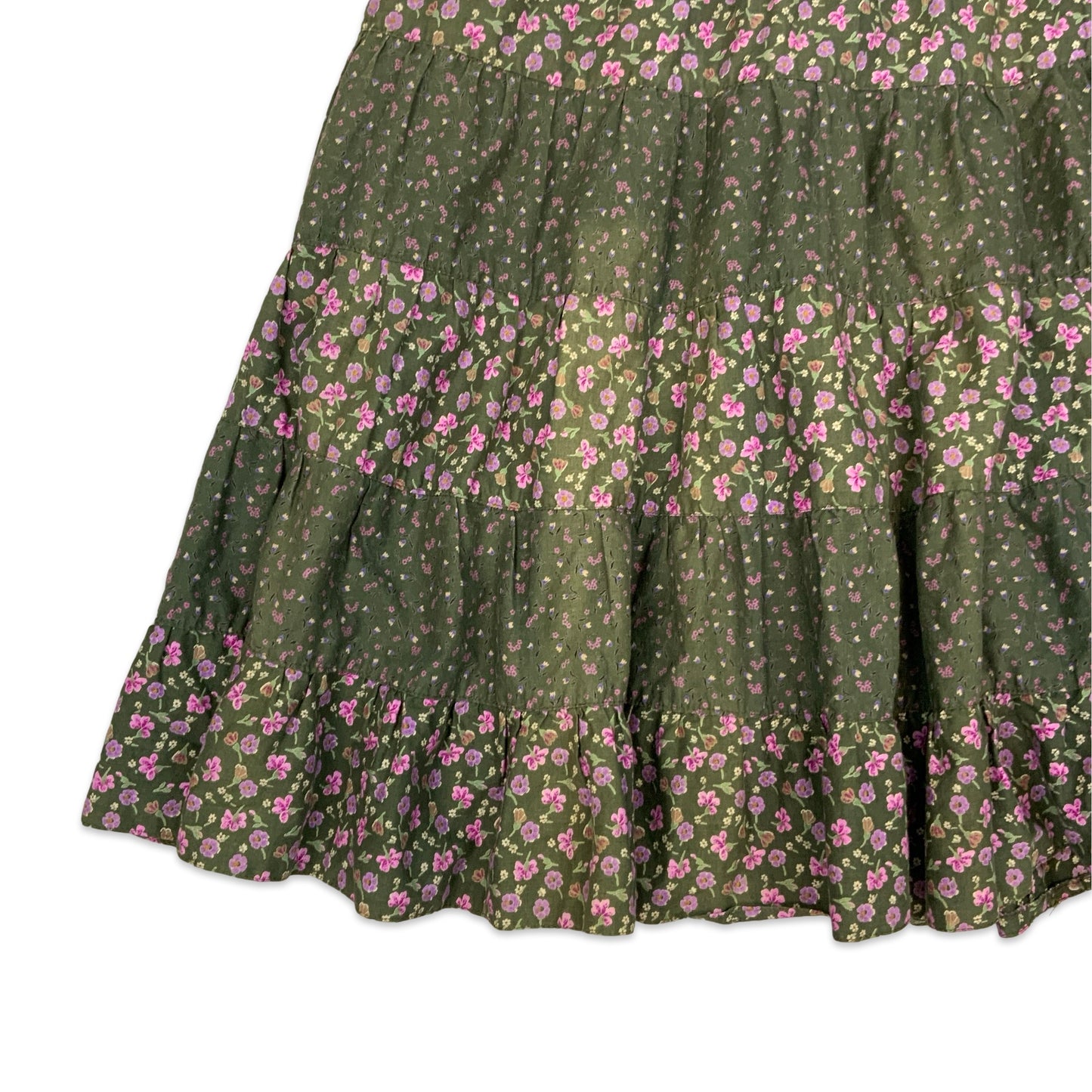 Vintage Ditsy Floral Tiered Pleated Midi Skirt 10