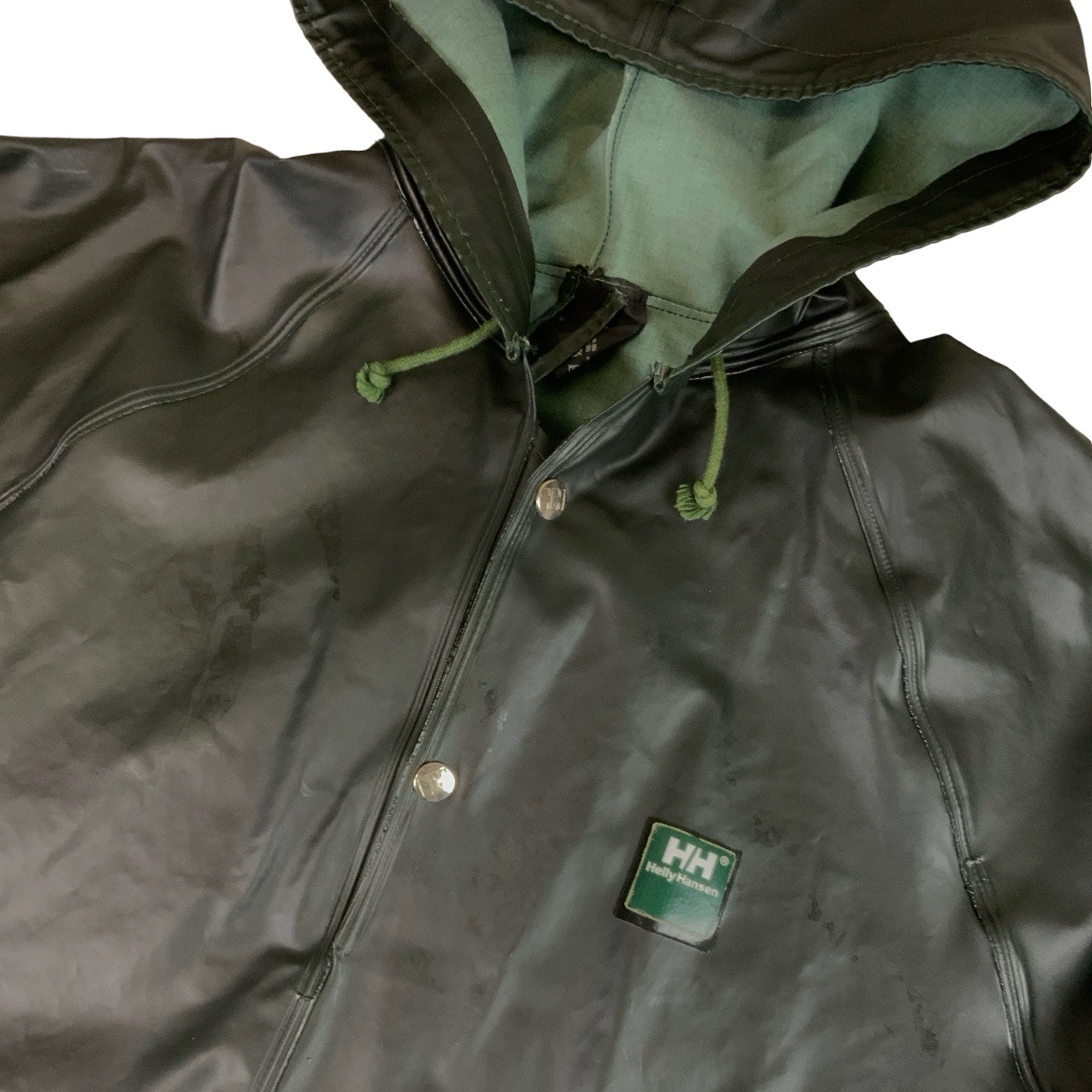 Vintage 1980s Helly Hansen Green Waterproof Rain Jacket L XL