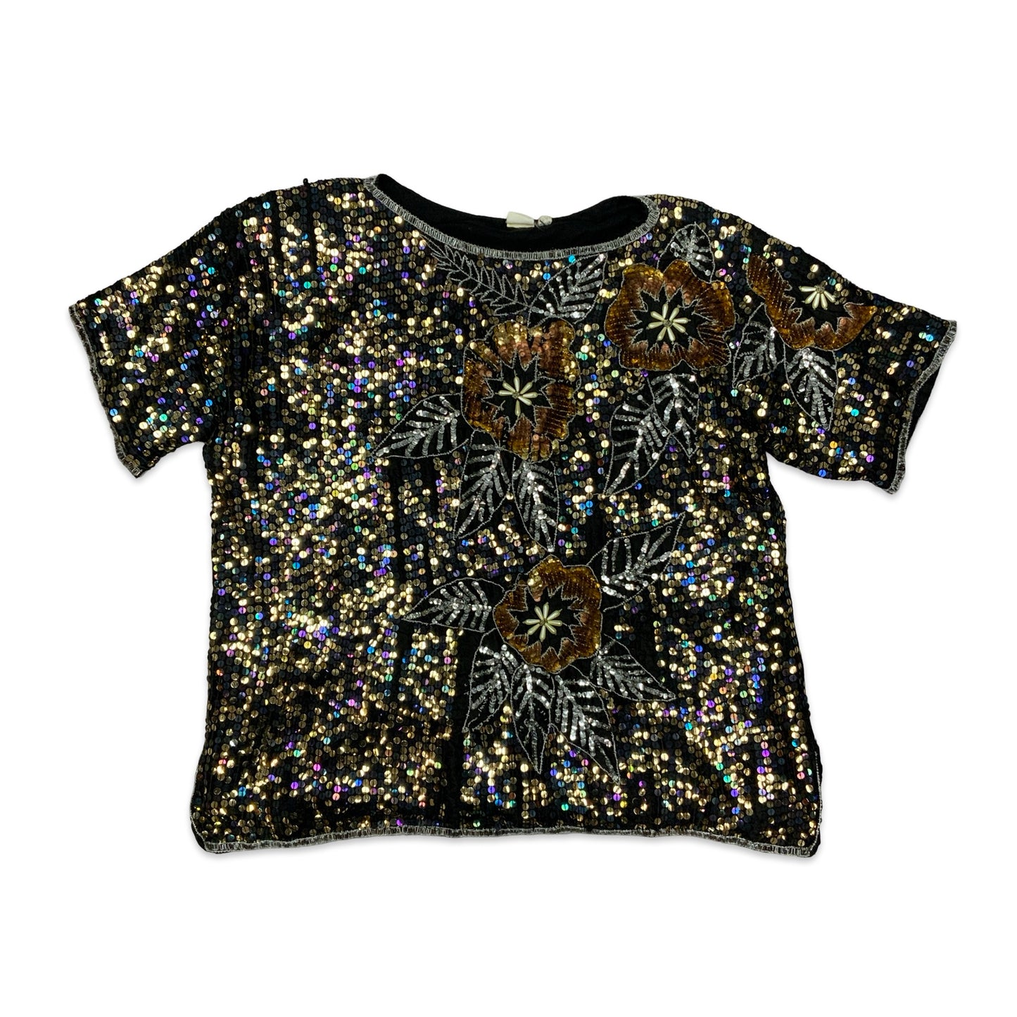 80s Floral Sequin Blouse 18