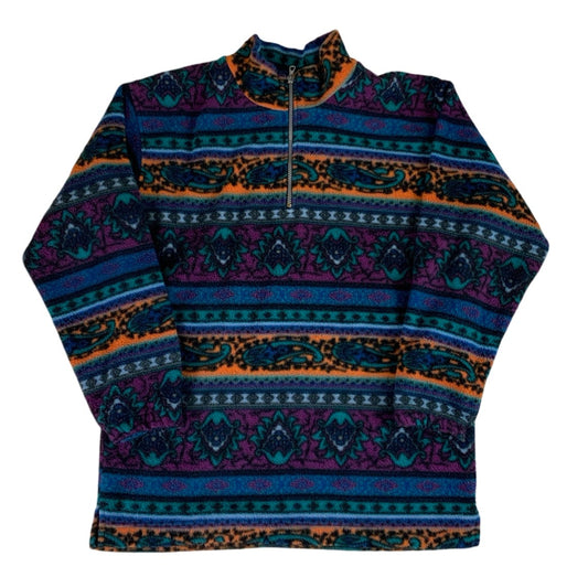 90s Trippy Pattern Retro Fleece Jacket M L