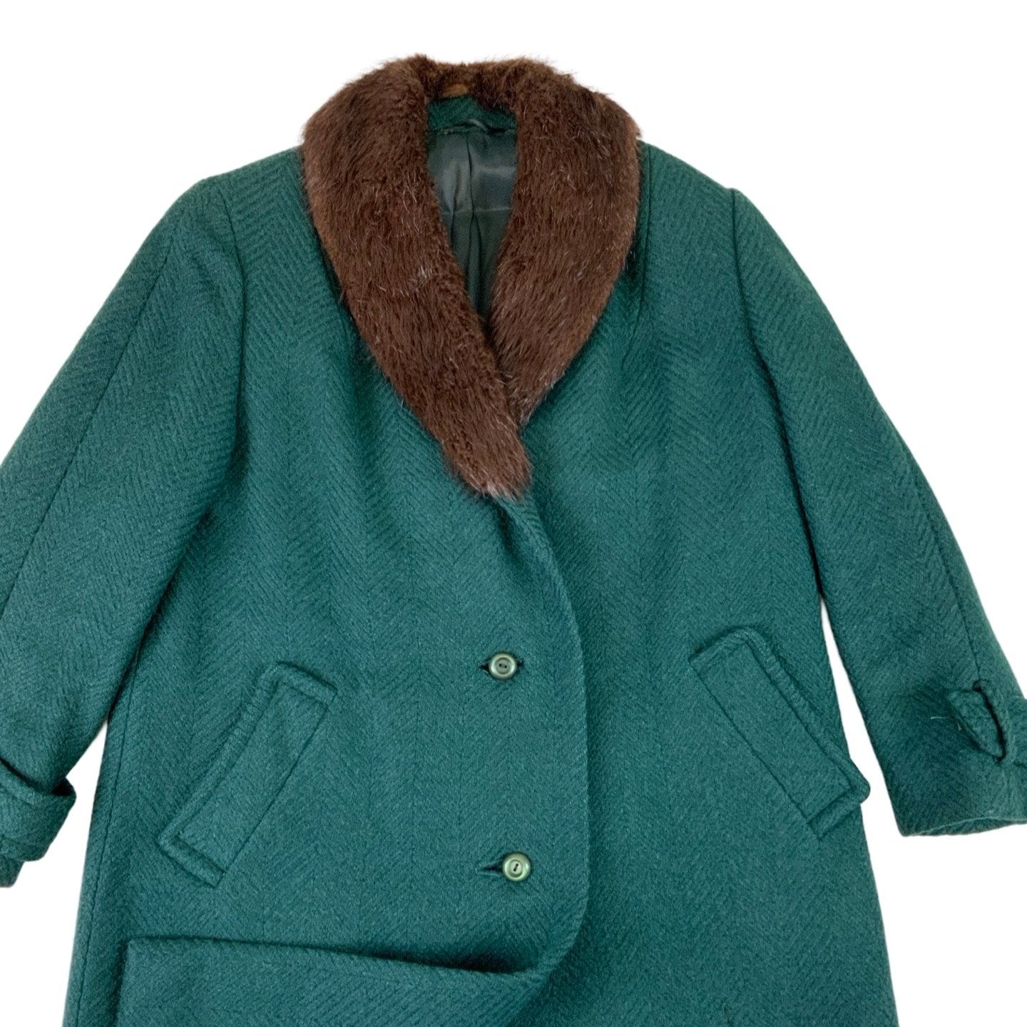 Vintage Faux Fur Wool Swing Coat 14 16 18