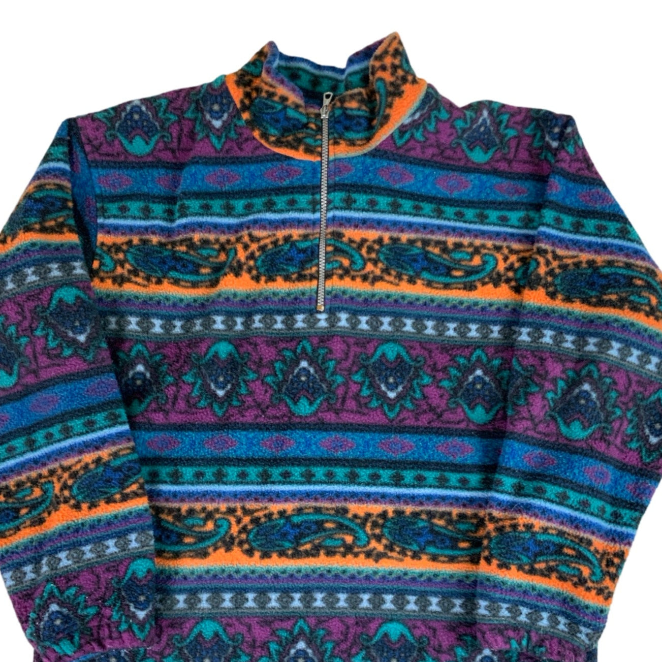 90s Trippy Pattern Retro Fleece Jacket M L