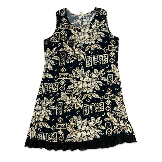 Y2K Black & Beige Abstract Print Sleeveless Dress 16 18