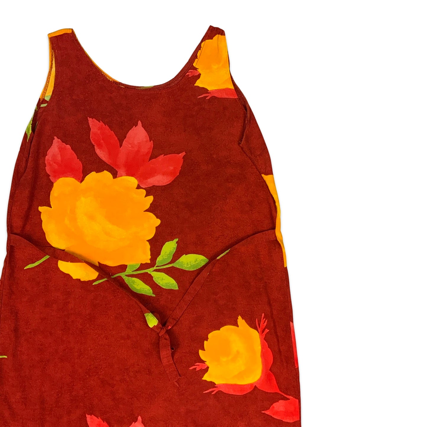 Y2K Red Sleeveless Floral Print Dress 16