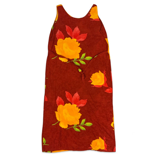 Y2K Red Sleeveless Floral Print Dress 16