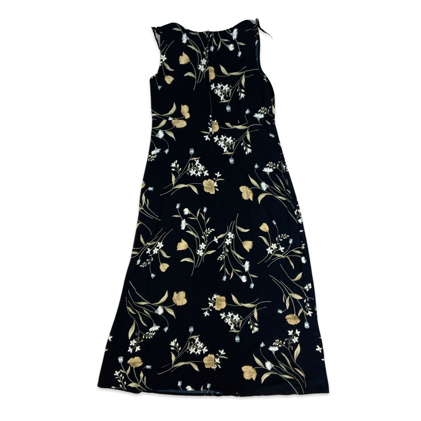 Y2K Black Sleeveless Floral Print Dress 14 16