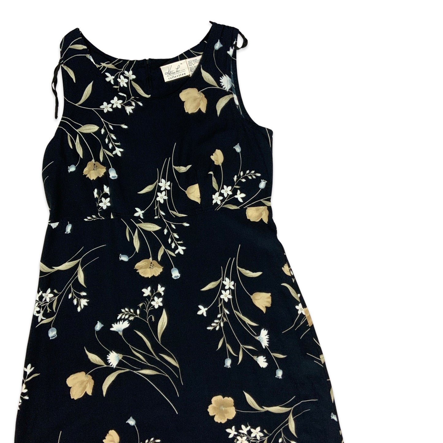 Y2K Black Sleeveless Floral Print Dress 14 16