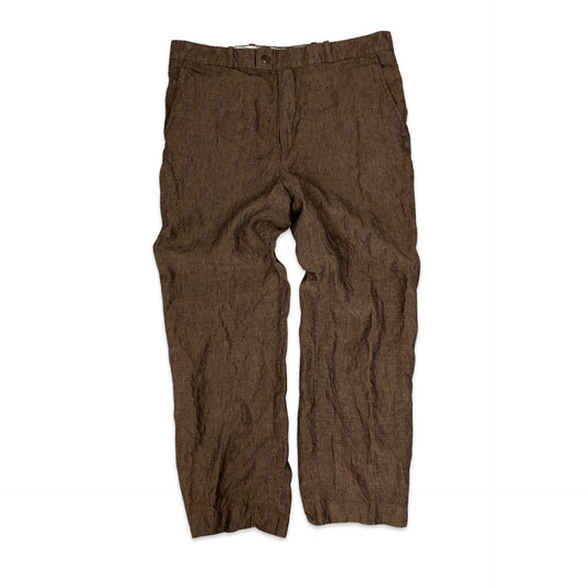 Vintage 90s Brown Linen Trousers 12