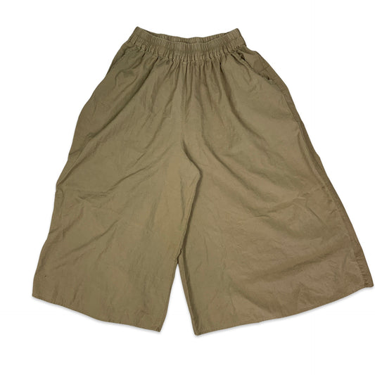 Y2K Khaki Linen Wide Leg Shorts 8 10 12 14 16