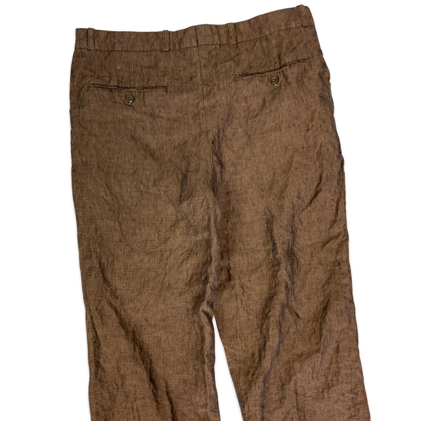 Vintage 90s Brown Linen Trousers 12