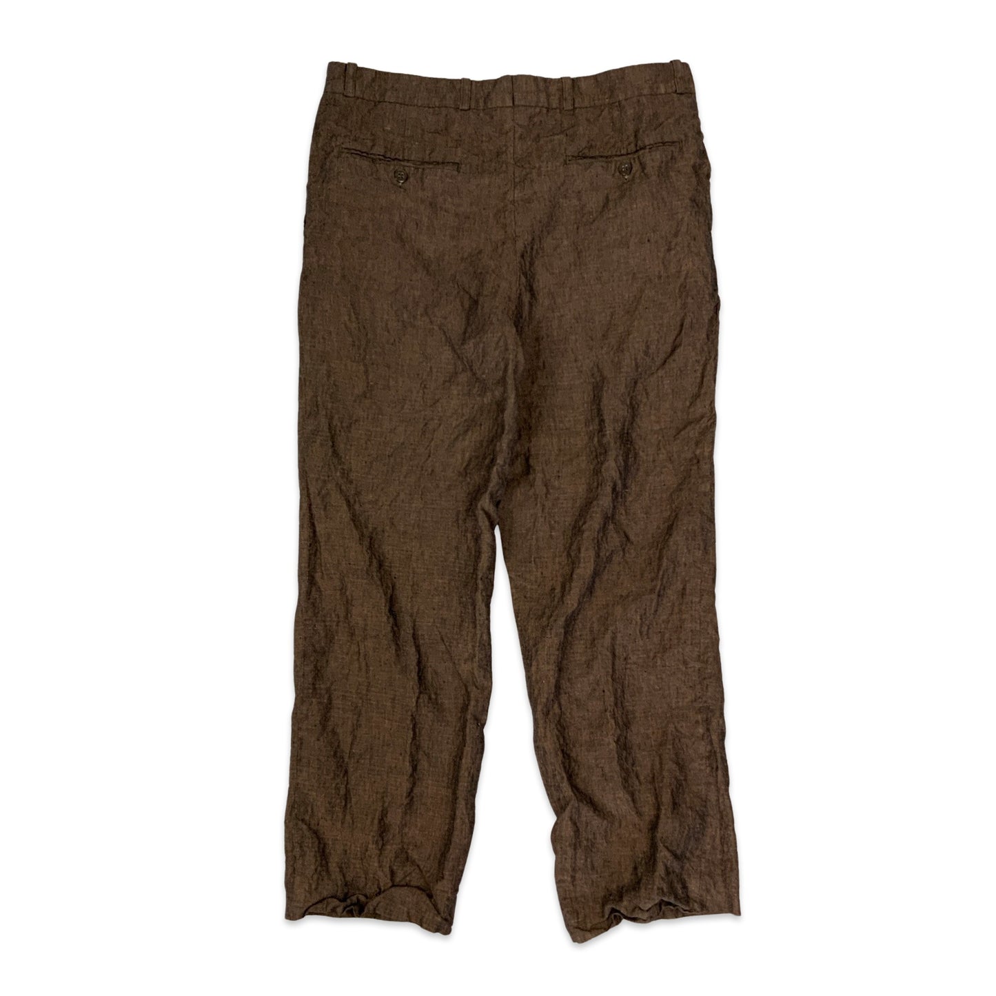 Vintage 90s Brown Linen Trousers 12