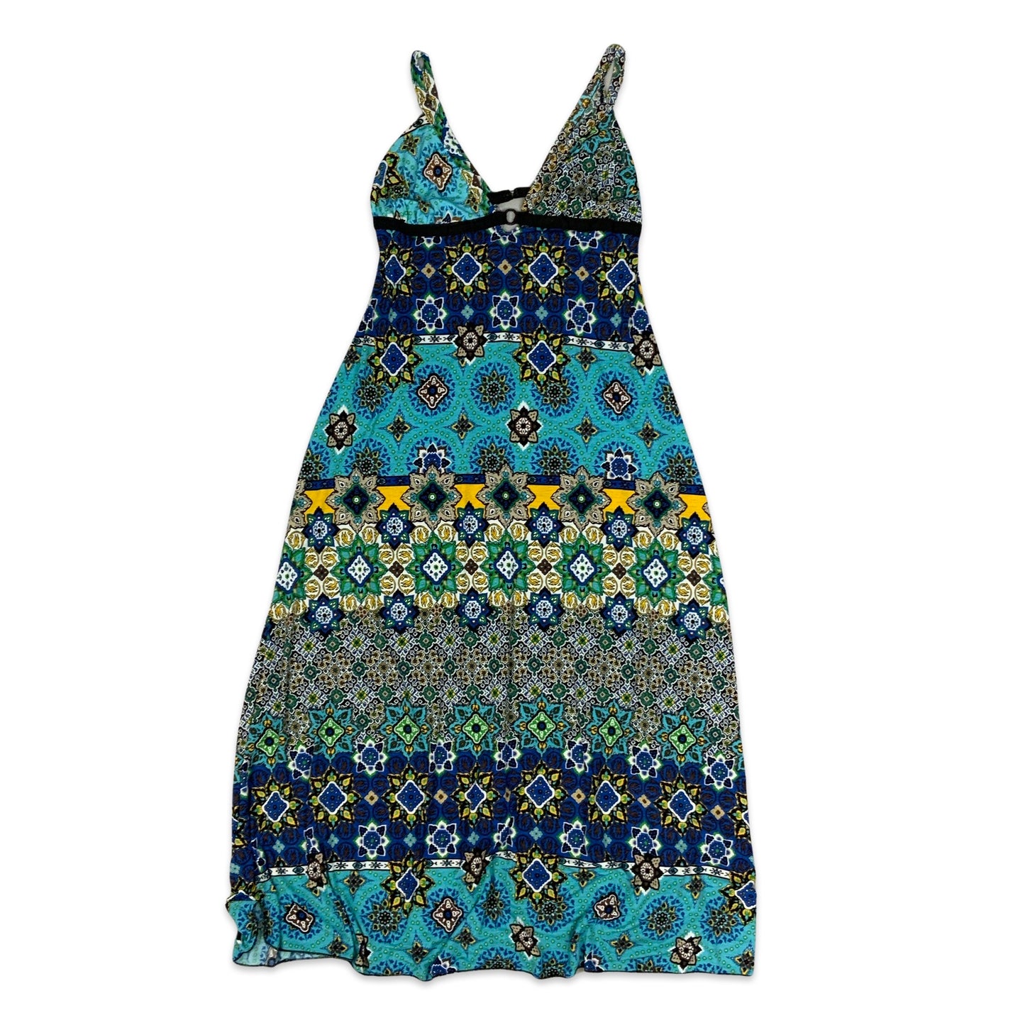 90s Spaghetti Strap Multicolour Abstract Print Maxi Dress 4 6