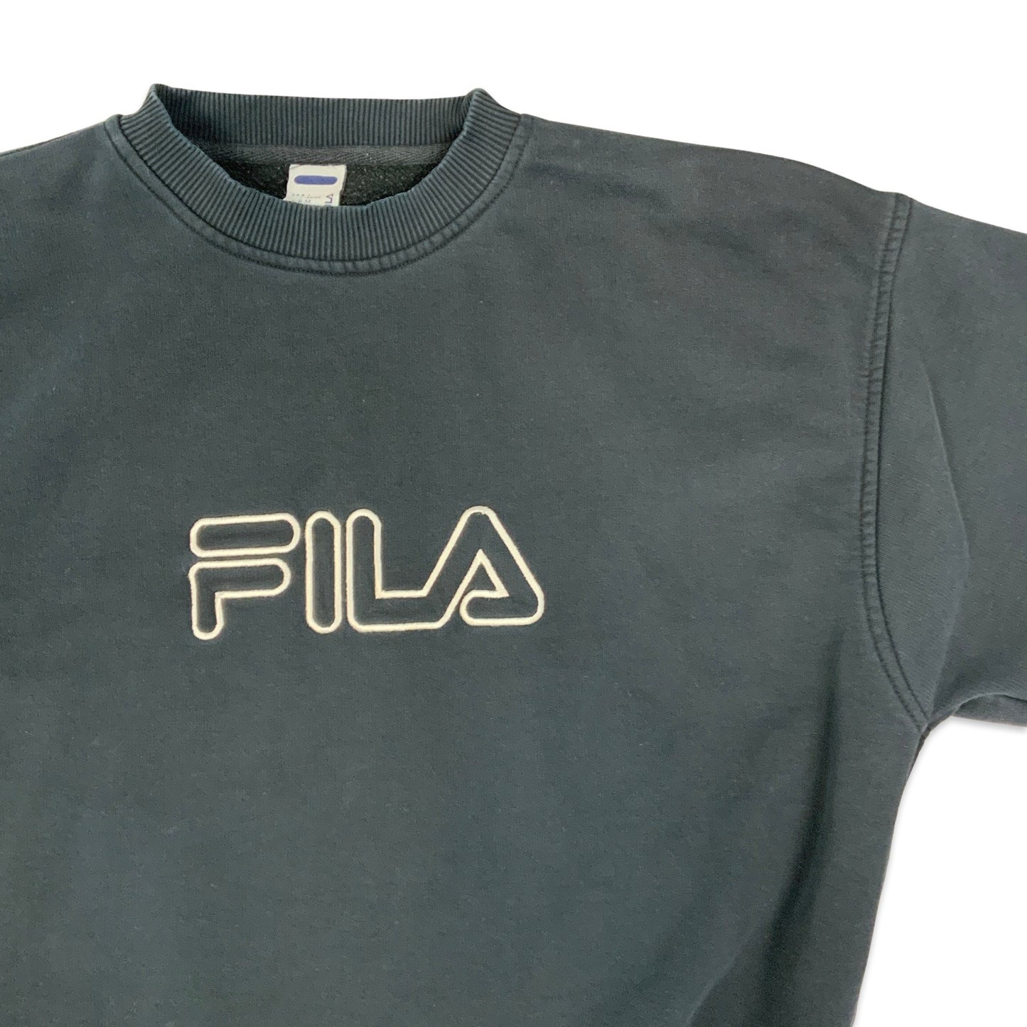 FILA Spell Out Black Crew Neck Sweatshirt L XL