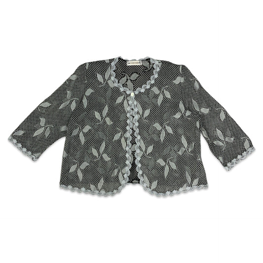 90s Silver & Black Woven Bolero 14 16