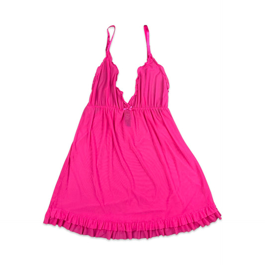 90s Y2K Hot Pink Chemise Babydoll Mini Dress 8 10 12 14 16