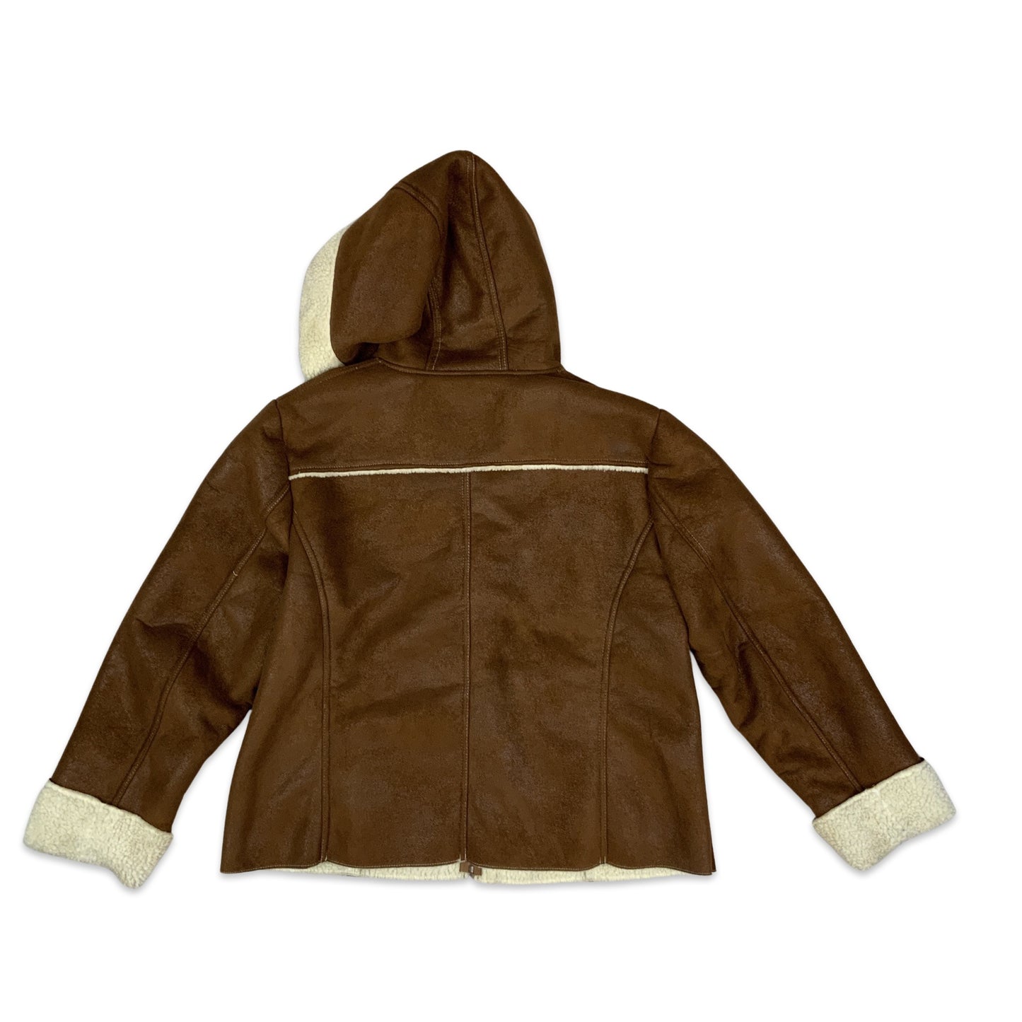 Preloved Canda Hooded Brown Shearling Coat 20 22