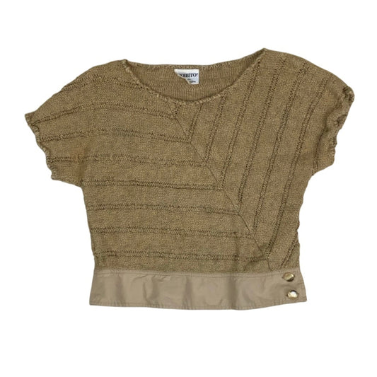 Vintage 90s ‘Proibito’ Brown Beige Batwing Short Sleeve Knitted Jumper Top 8 10