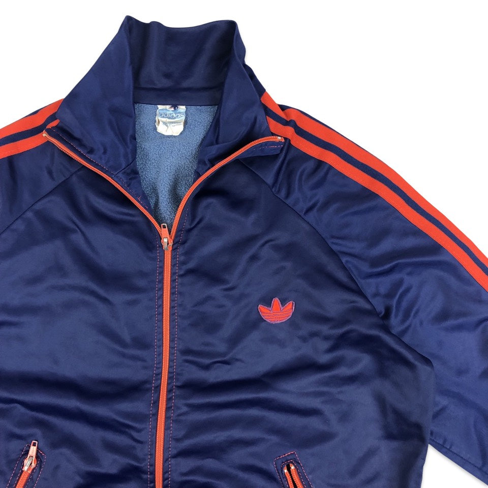 Vintage 70s Adidas Navy and Orange Track Jacket L