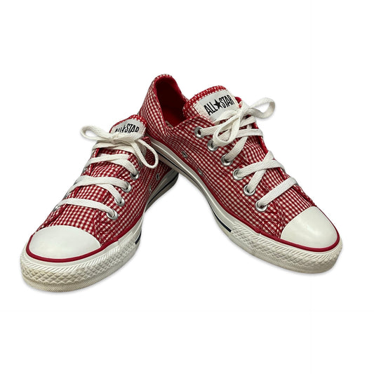 Red & White Gingham Print Converse Trainers UK5.5