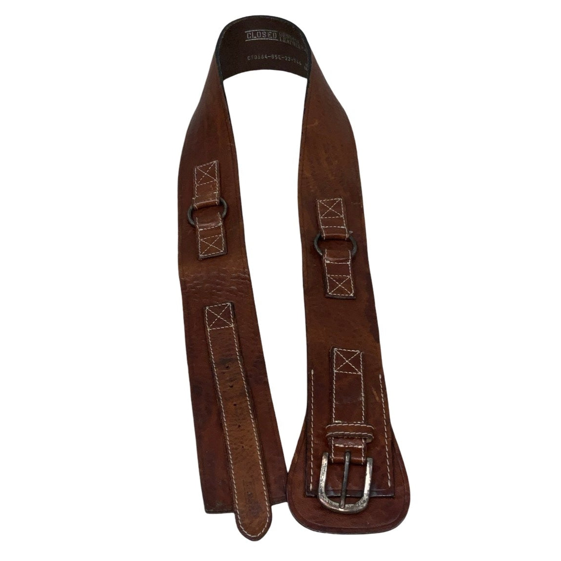 Vintage 80s 90s 'Closed' Brown Genuine Leather Western Belt