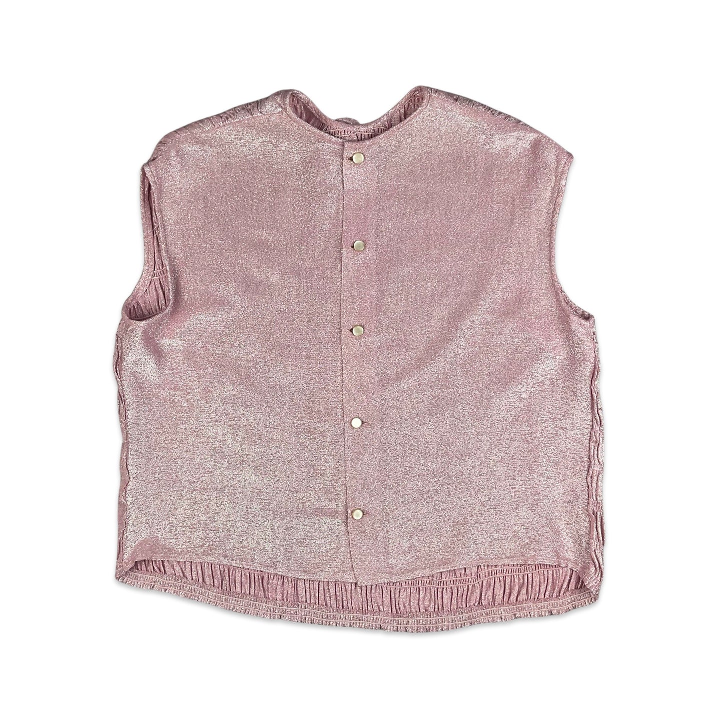 Vintage Baby Pink & Silver Pleated Top 10 12 14 16