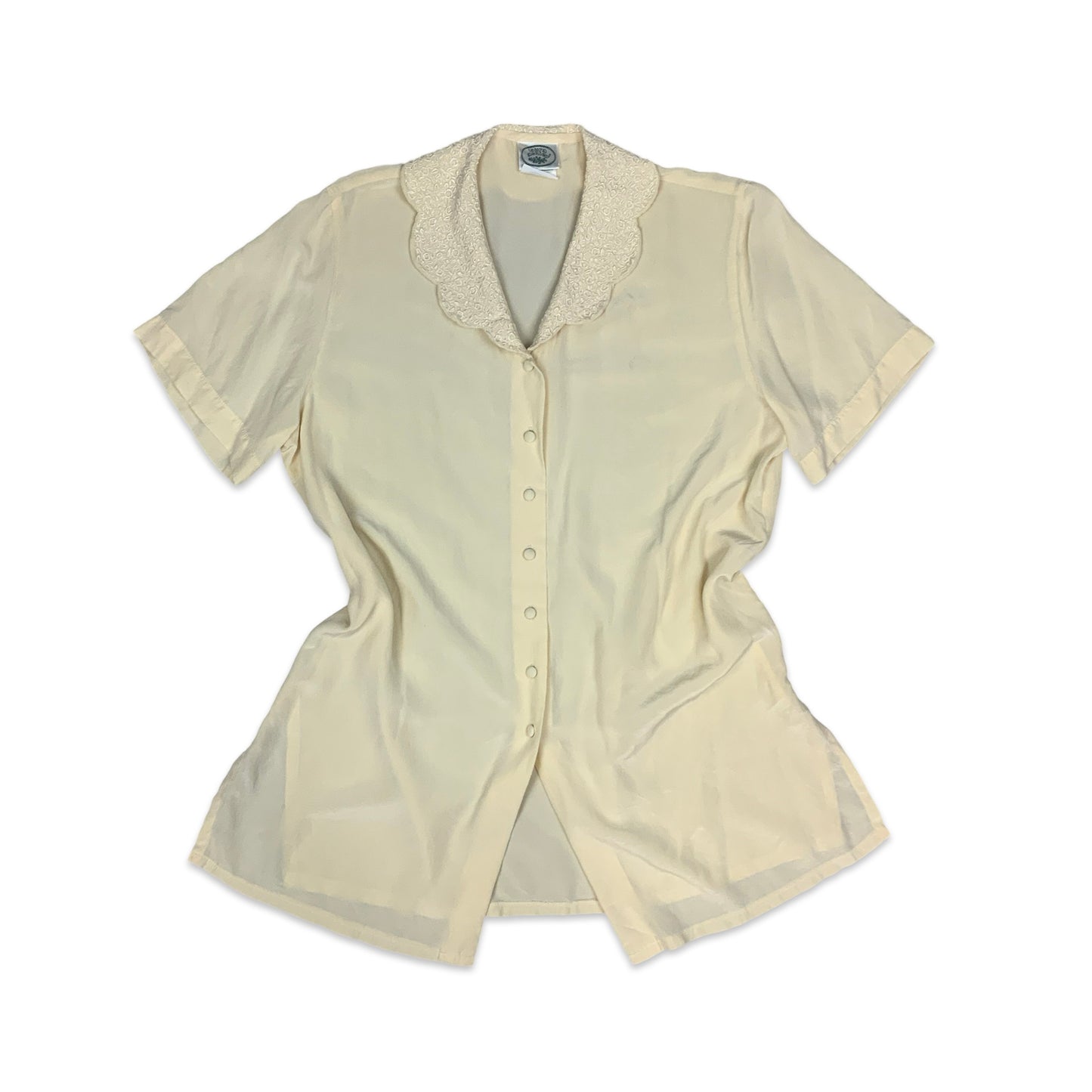 Vintage Cream Laura Ashley Silk Button Up Blouse 14 16