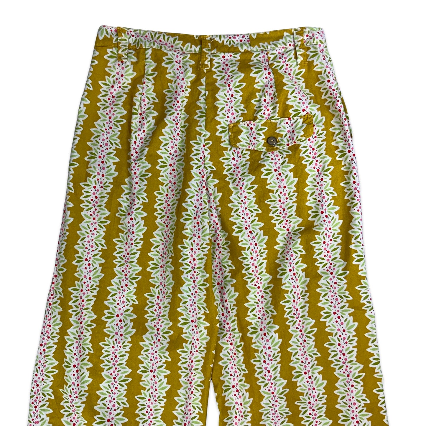 Vintage Yellow Floral Wide Leg Trousers 6 8 10