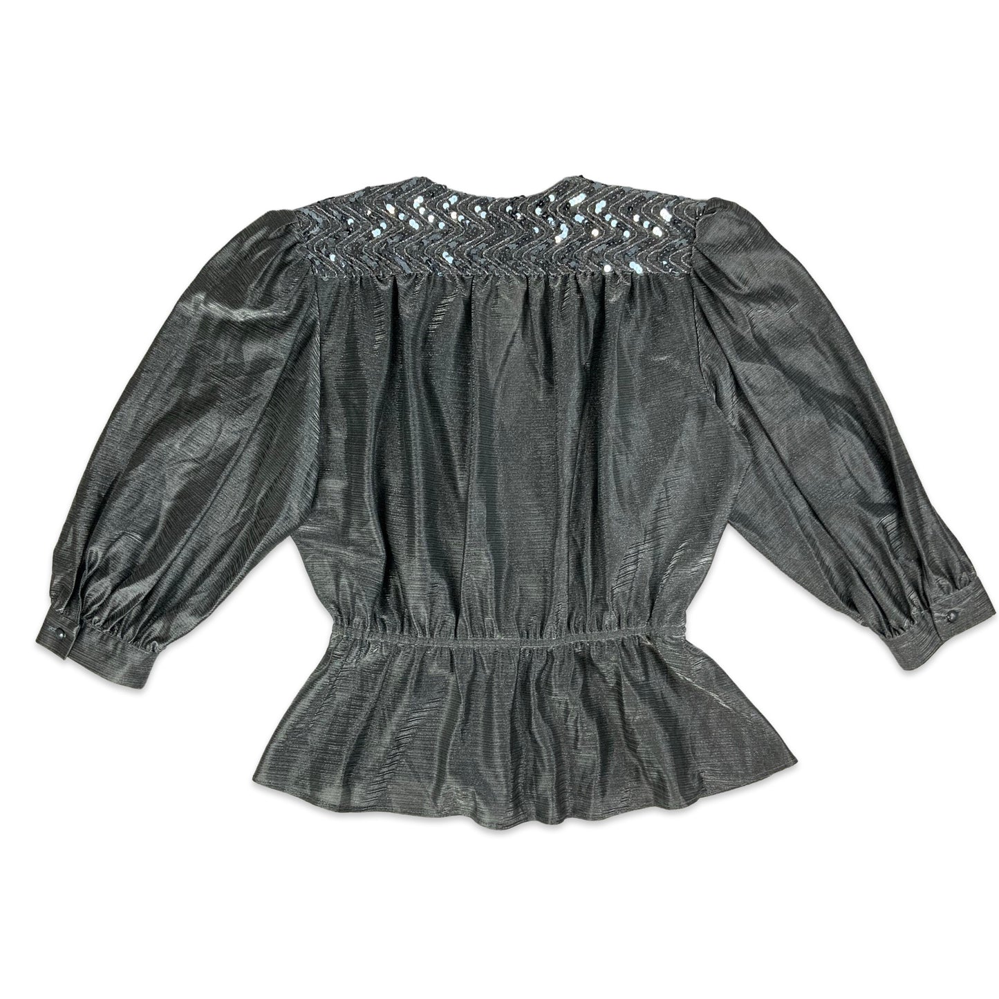 80s Grey Silver Blouse 10 12 14