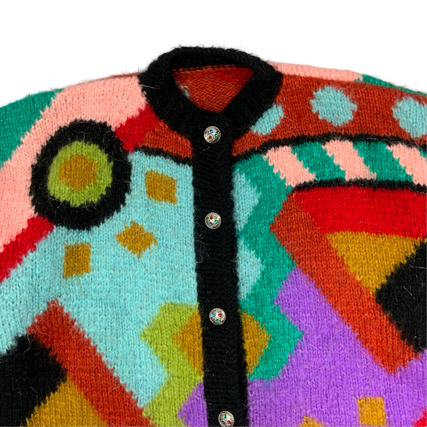 Vintage Multicoloured Mohair Cardigan 16 18