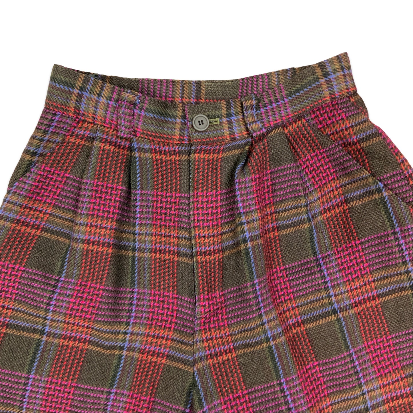 Vintage Black Purple & Red Tartan Shorts 8