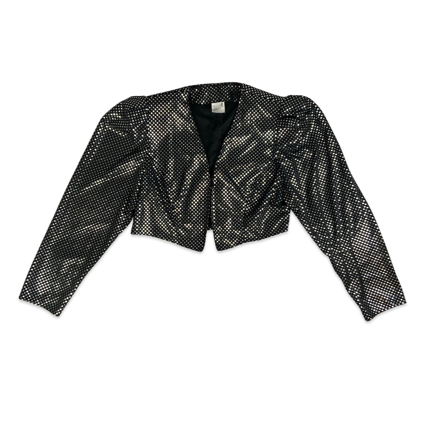 80s Black & Silver Spotted Cropped Bolero 6 8 10