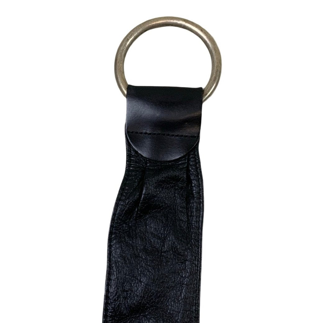 Black Hoop Black Faux Leather Belt