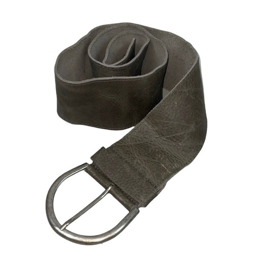 Vintage 90s ‘Petrol’ Thick Grey Suede (75002) Leather Silver Buckle Belt