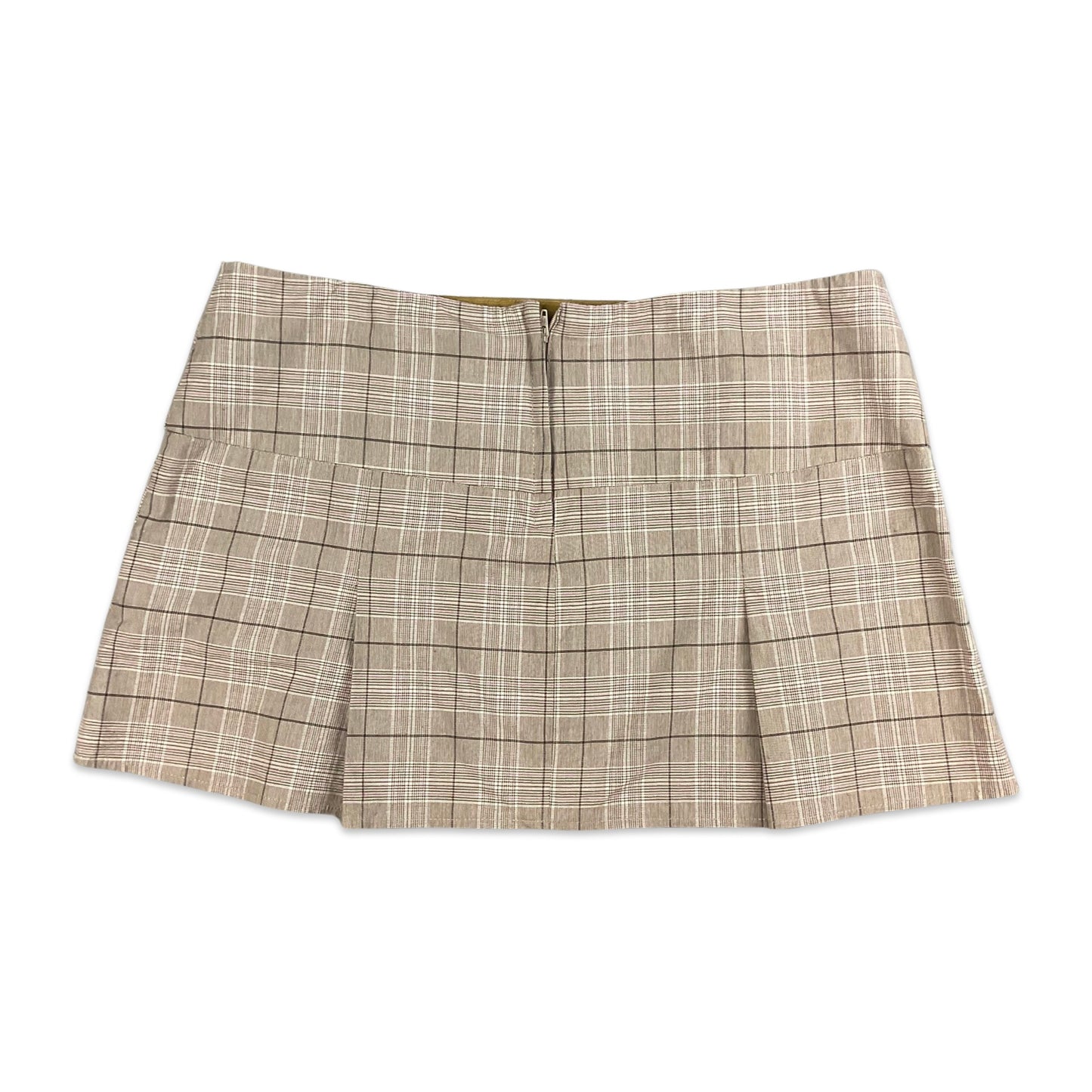 Vintage 90s Brown Pink Checkered Pleated Mini Skirt 14