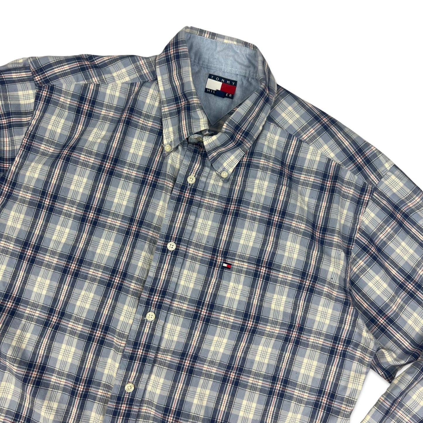 Vintage 90s Tommy Hilfiger Blue Plaid Shirt M L