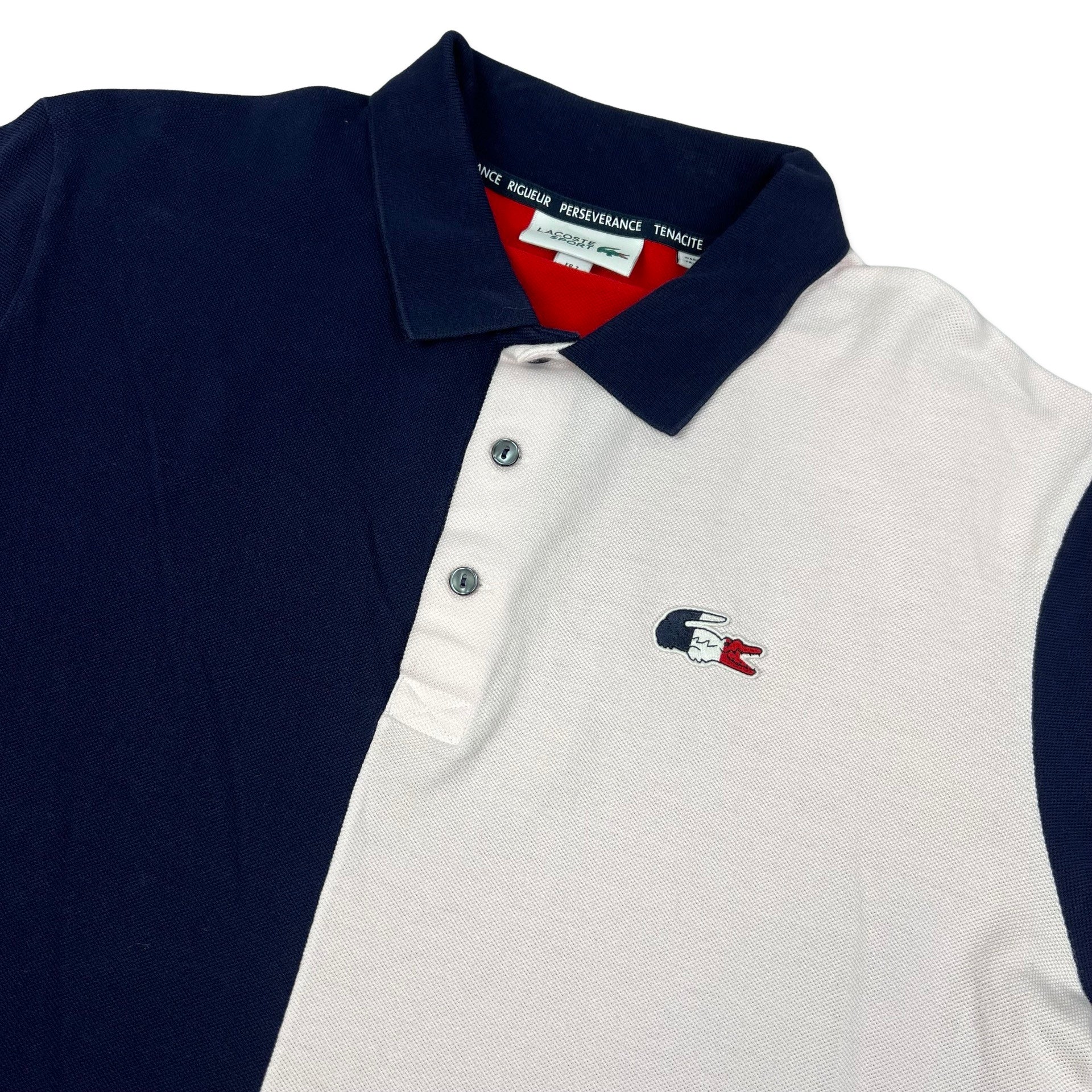 Lacoste France Theme Red White Blue Polo Shirt L XL