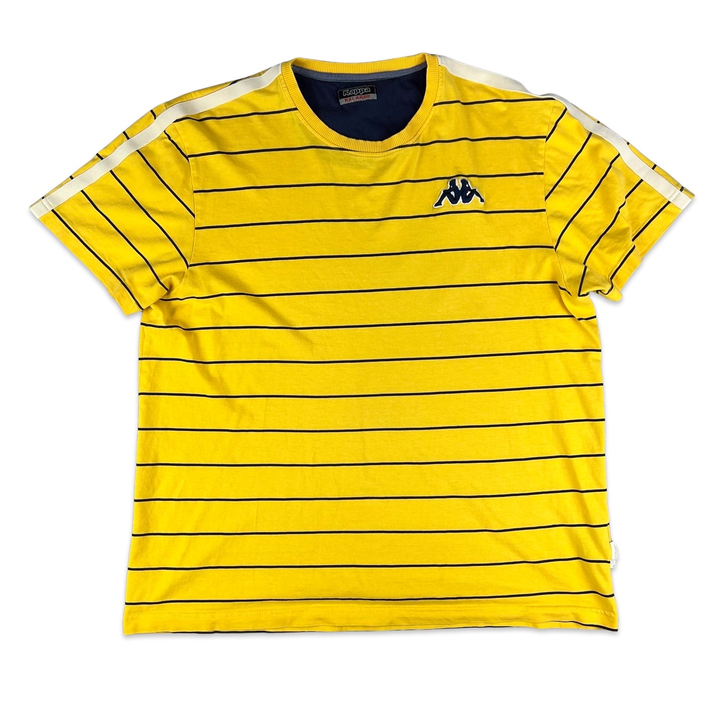 Kappa Yellow & Navy Striped Tee M L