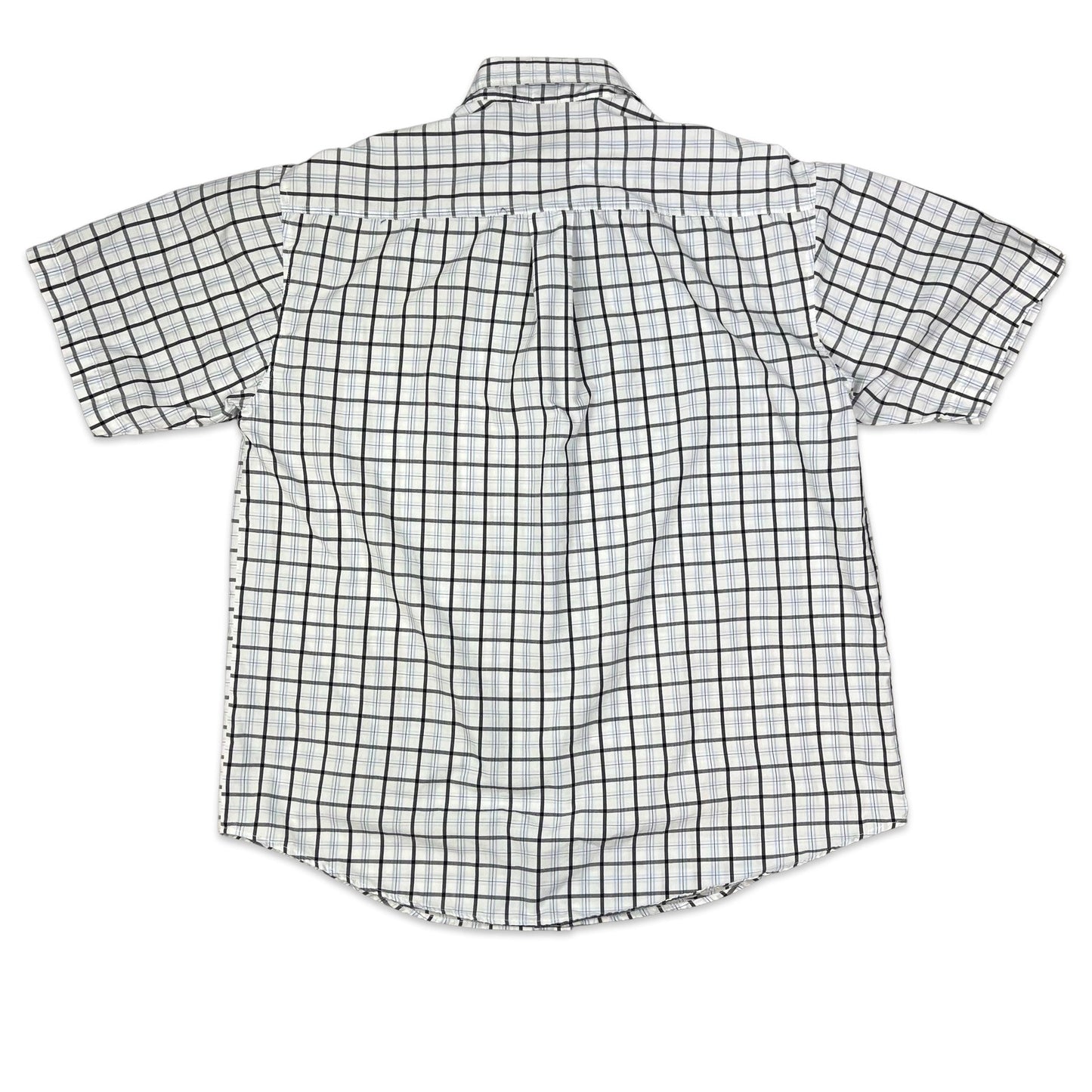 Vintage 90s Ralph Lauren White & Blue Checked Short Sleeve Shirt L XL