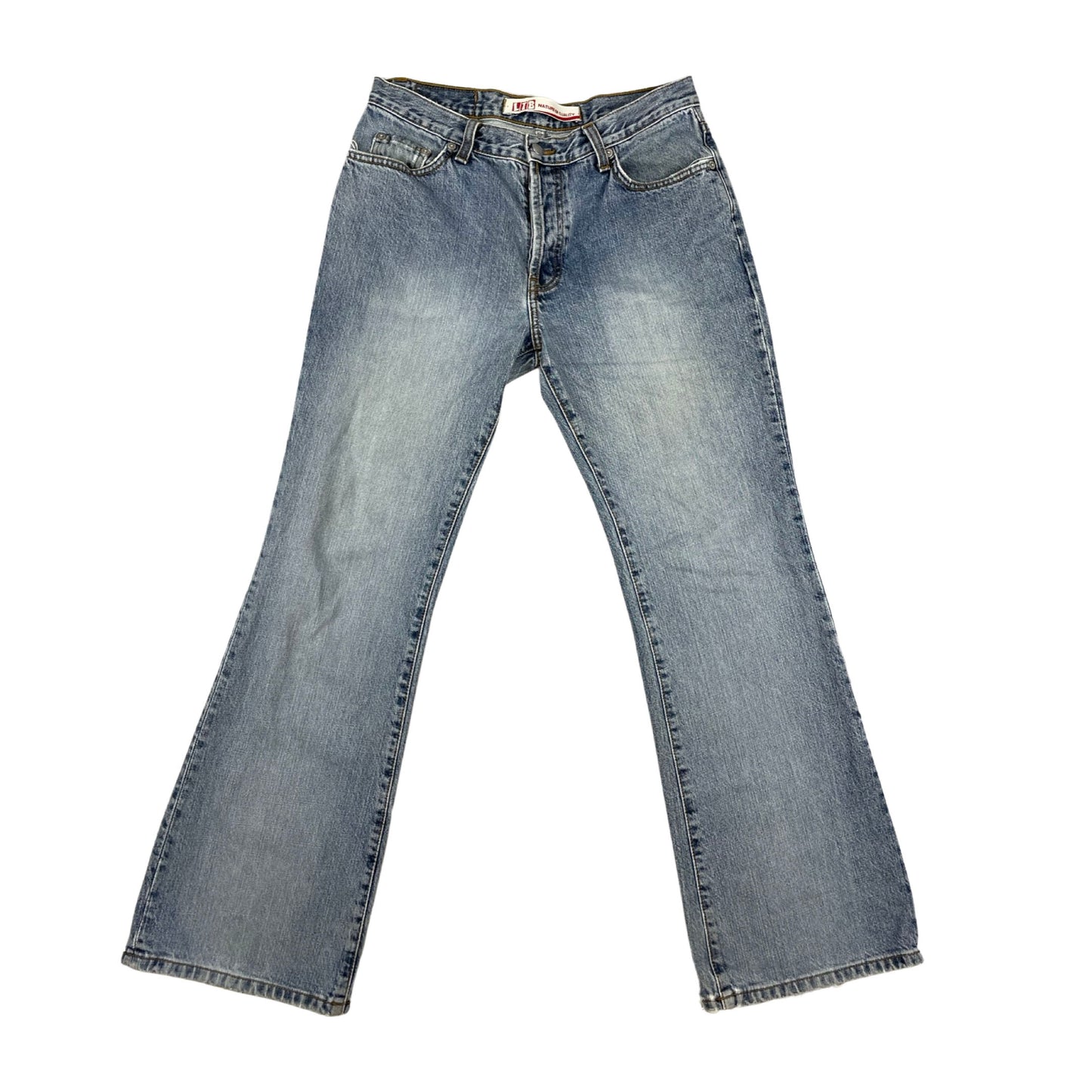 Vintage High Waisted Light Blue Wash Flared Denim Jeans 12