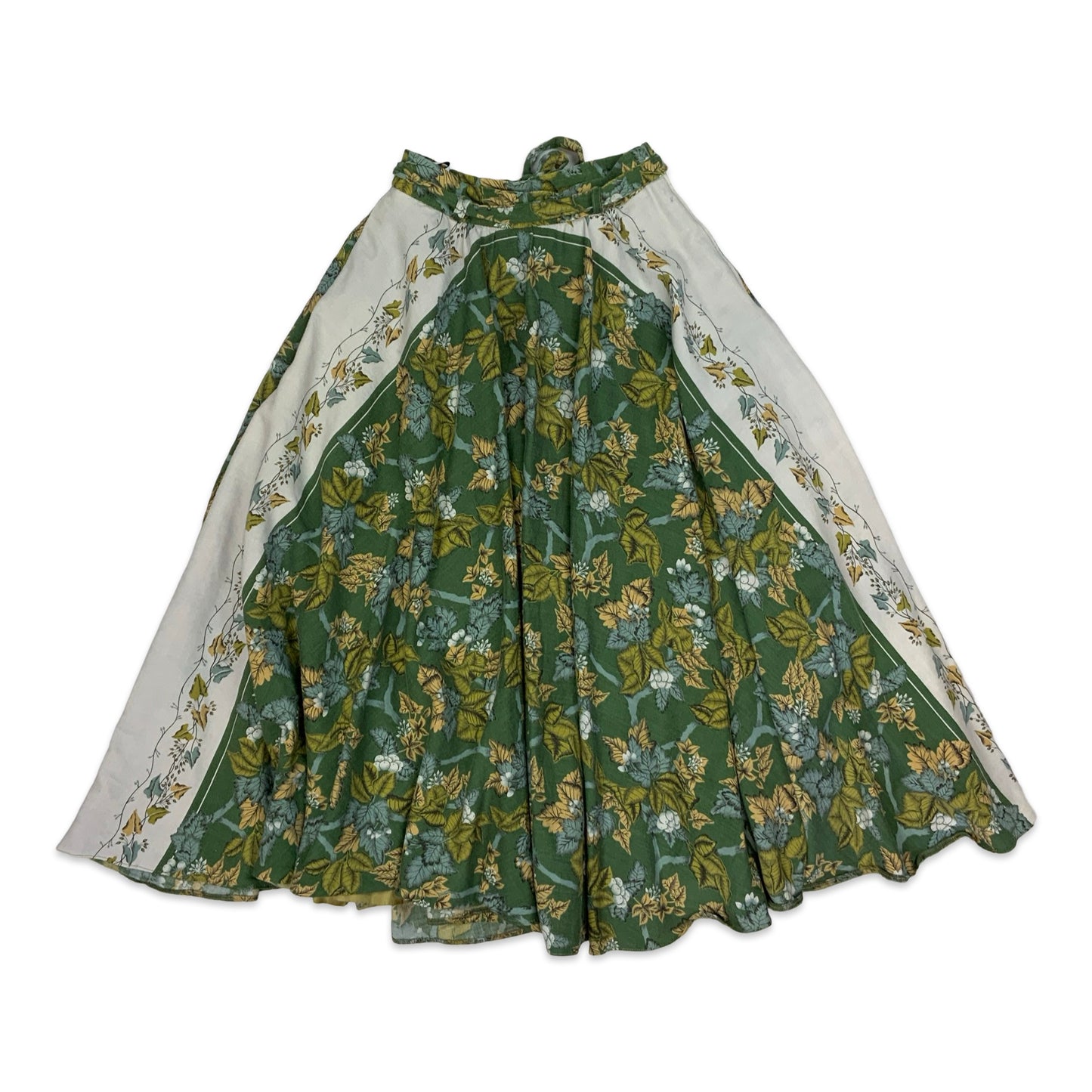 Vintage Green Floral Midi Skirt 8